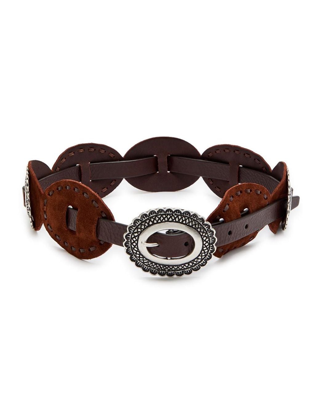 Andersons Brown Embellished Suede Concho Belt
