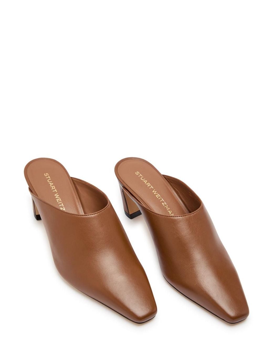Stuart Weitzman Brown Stassi 50 Leather Mules