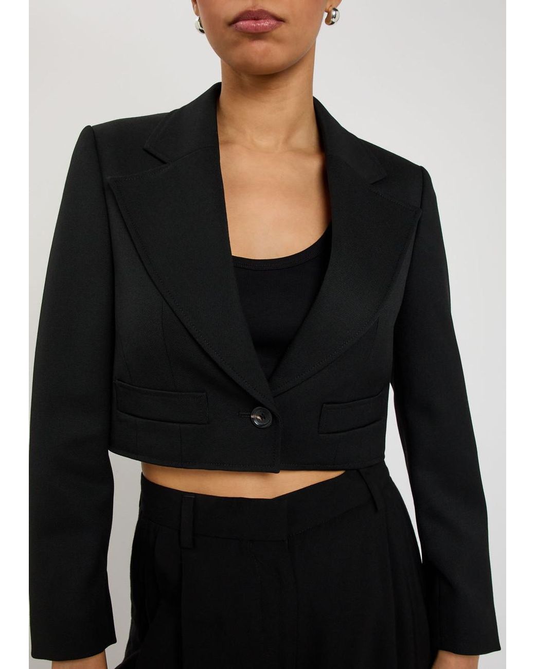 Nili Lotan Black Belino Cropped Wool Jacket