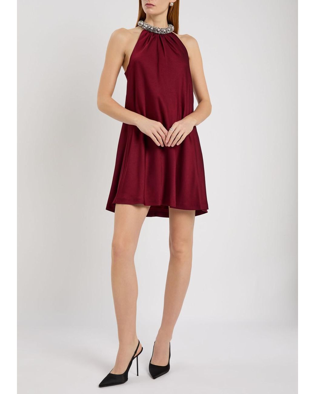 Jonathan Simkhai Red Hadleigh Embellished Satin Mini Dress