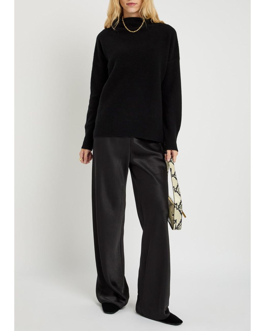 Vince Black Fluid Satin Bias Trousers