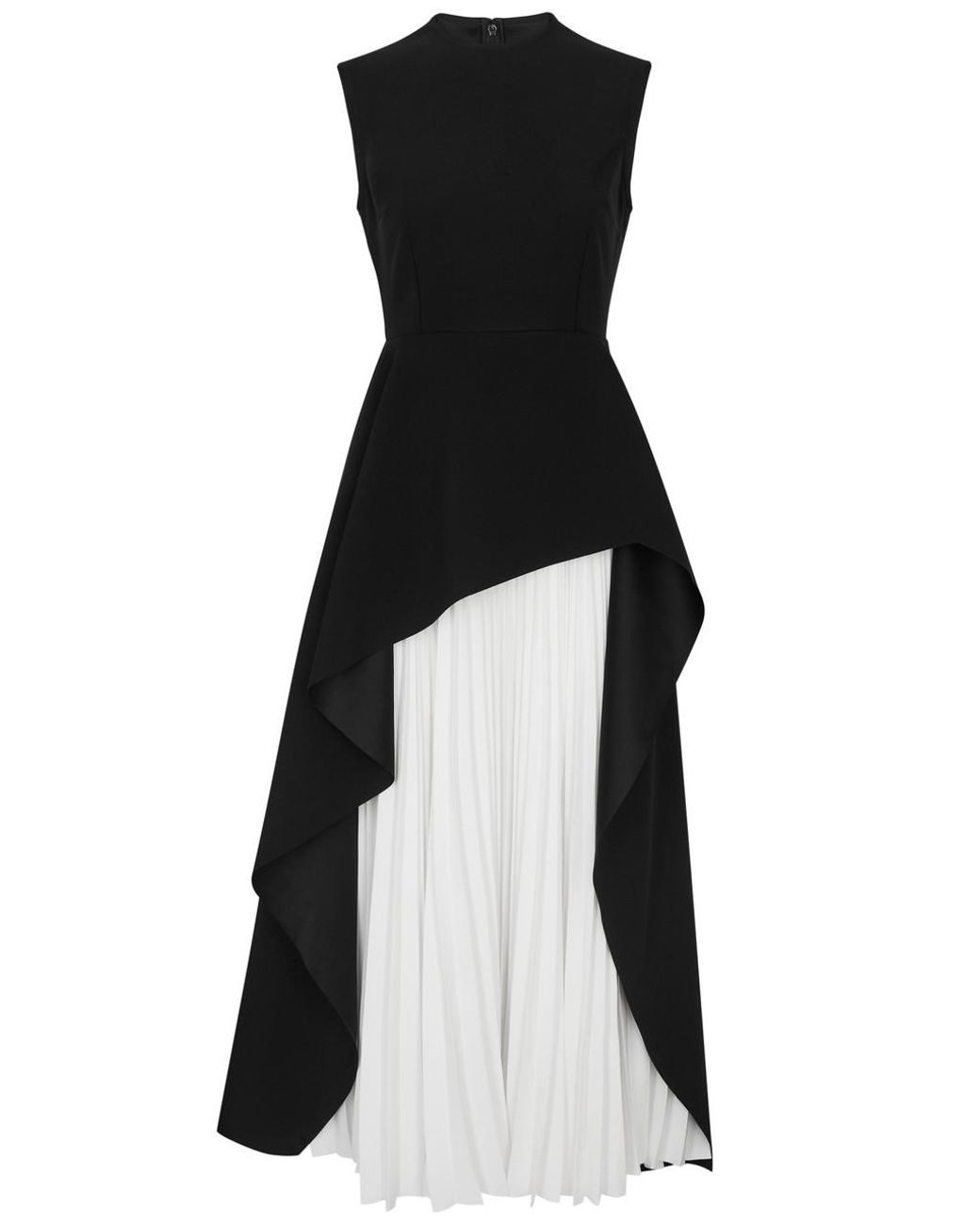 Solace London Severny Peplum Pleated Midi Dress in Black | Lyst
