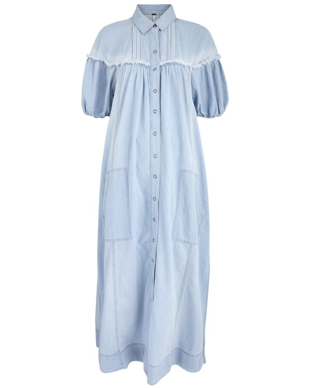 Free People On The Road Chambray Maxi Dress in Blue | Lyst