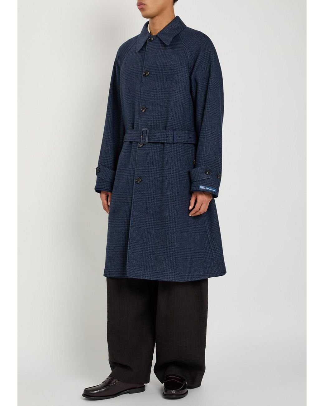 Polo Ralph Lauren Blue Balmacaan Reversible Belted Wool And Silk-Blend Coat for men