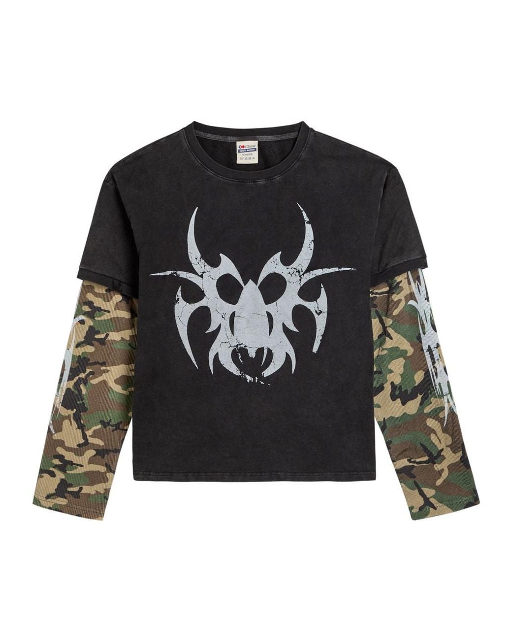 chew forever ロンT Chew Forever Roach Layered Long Sleeve Cotton T-Shirt in Black for