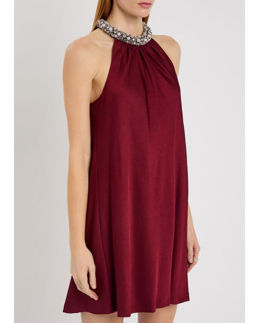 Jonathan Simkhai Red Hadleigh Embellished Satin Mini Dress