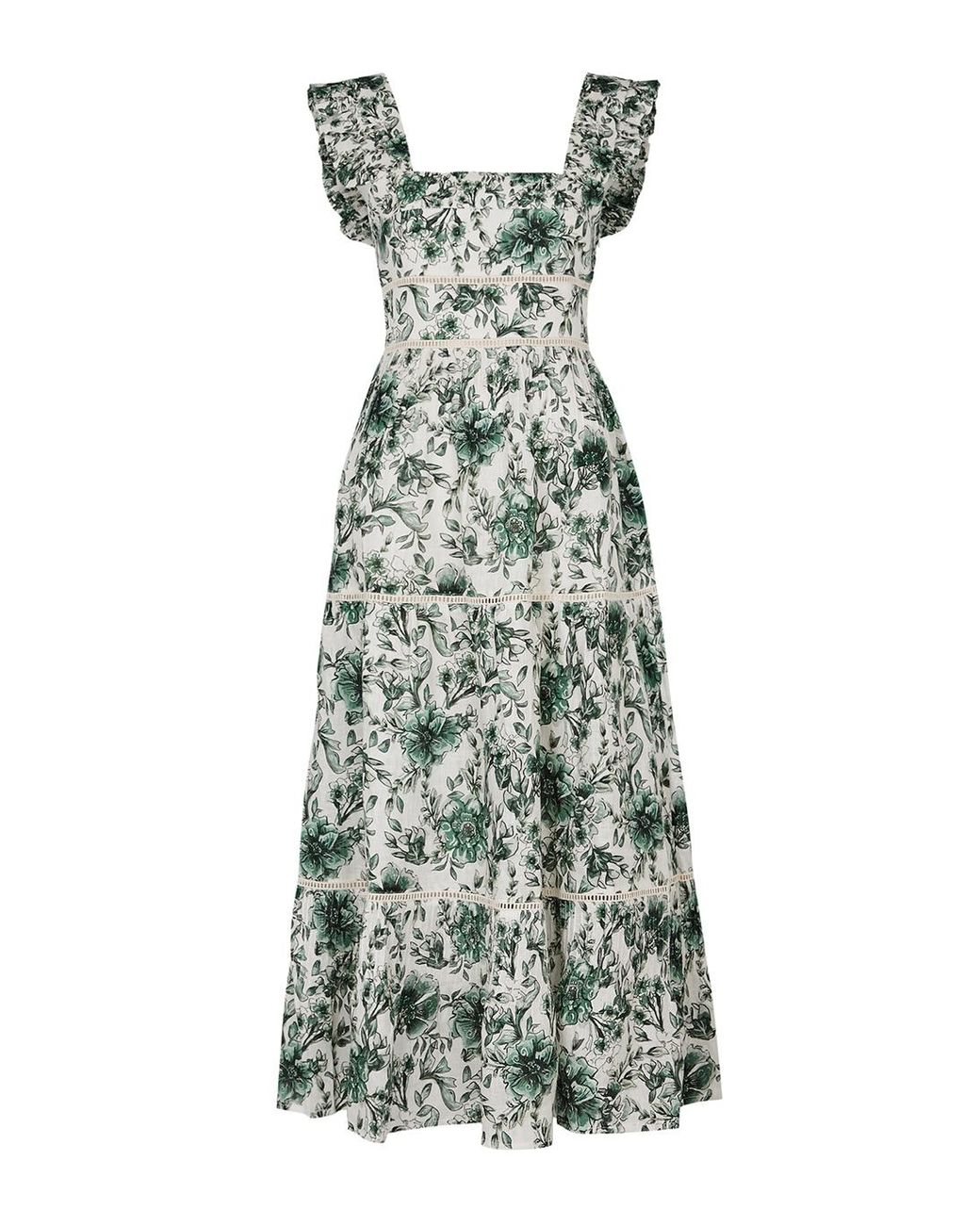 Lug Von Siga Sybill Floral-print Linen Midi Dress in Green | Lyst