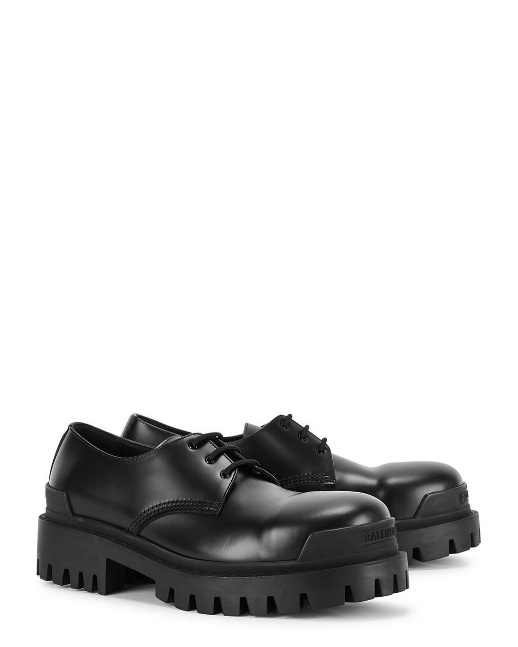 Balenciaga Strike Black Leather Derby Shoes for Men | Lyst