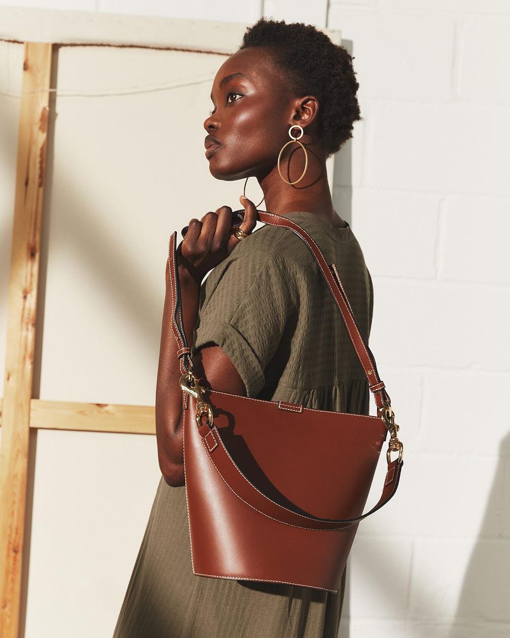 Jigsaw Veg Leather Kenton Bucket Bag in Brown Lyst UK