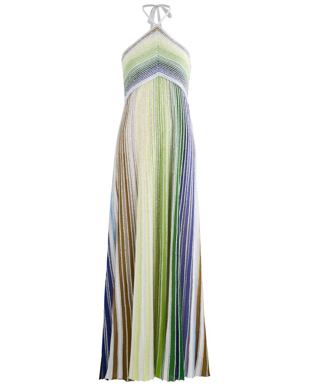 m missoni metallic striped crochet-knit maxi dress MISSONI Striped Metallic Ribbed Crochet-Knit Maxi Dress