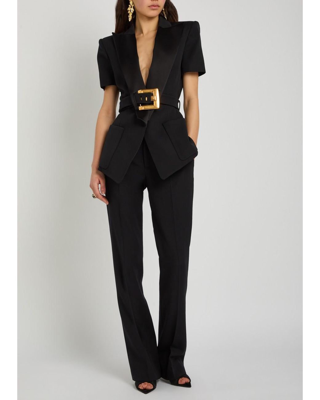 Balmain Black Belted Wool Jacket