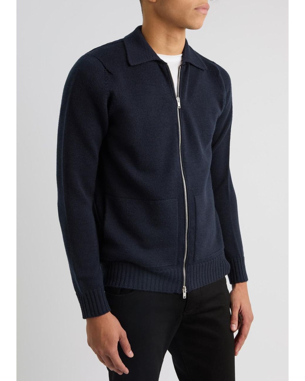 John Smedley Fallon Wool Cardigan in Blue for Men | Lyst