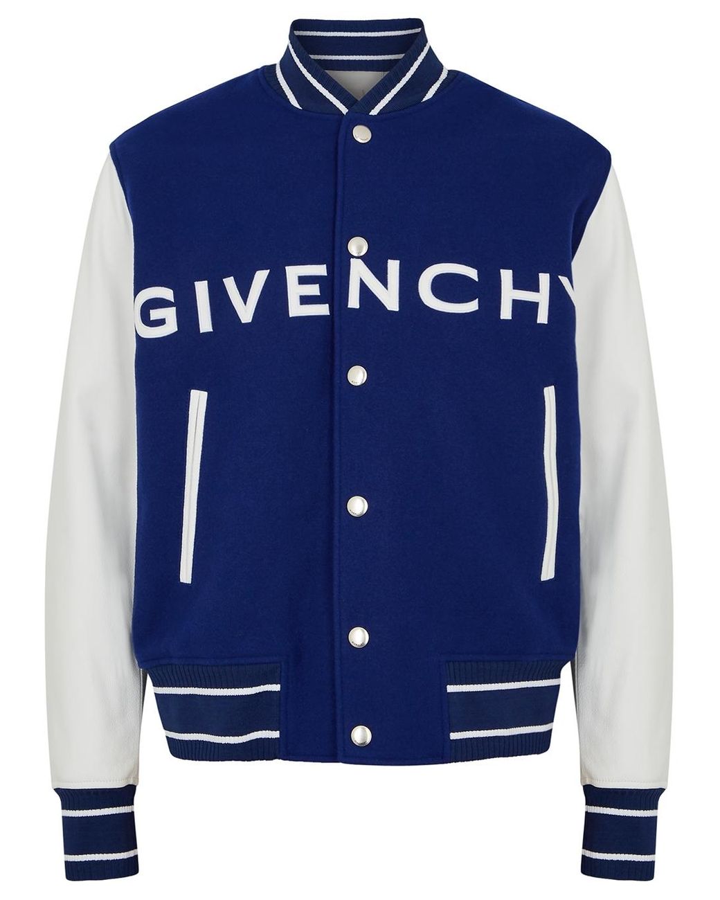 Givenchy Blue Logo Wool-blend Varsity Jacket for Men