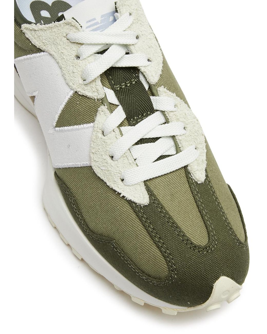 New Balance 327 Panelled Canvas Sneakers in Green | Lyst