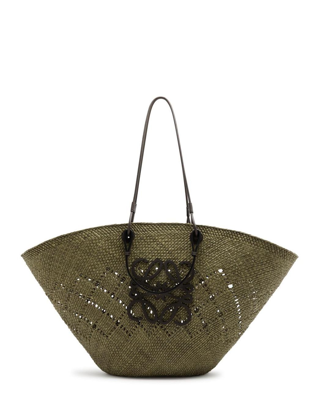 Loewe X Paula's Ibiza Large Raffia Basket Bag in Green | Lyst UK