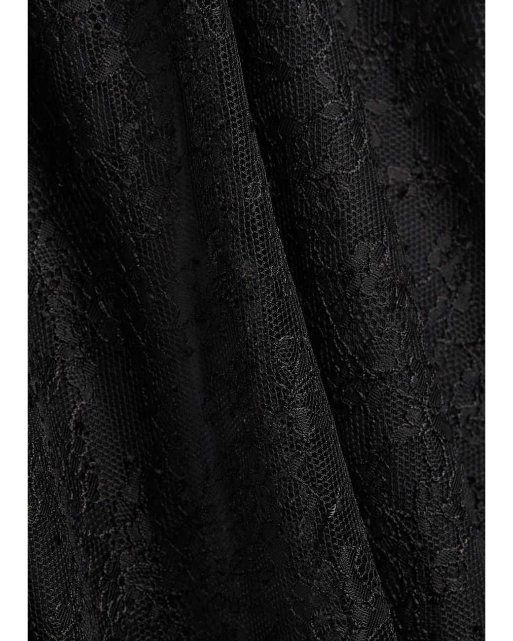 De La Vali Black Eden Ruffle-Trimmed Lace Midi Dress