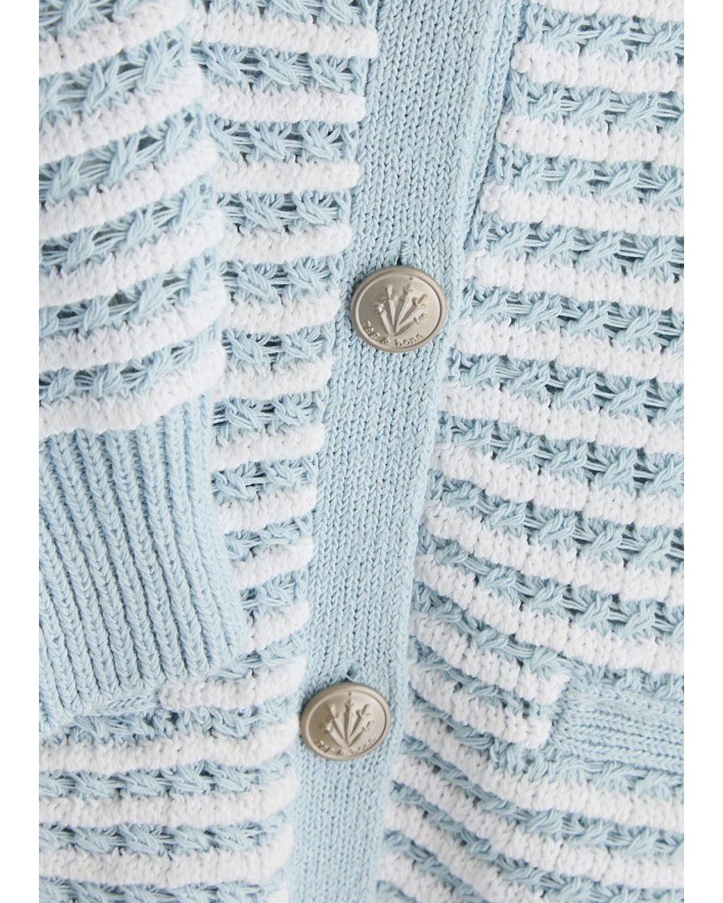 Rag & Bone Blue Marlee Striped Cotton-Blend Cardigan