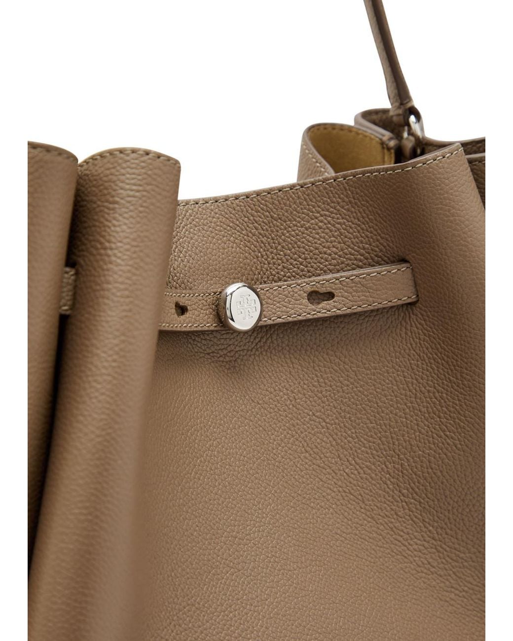 Tory Burch Brown Romy Large Grained Leather Bucket Bag