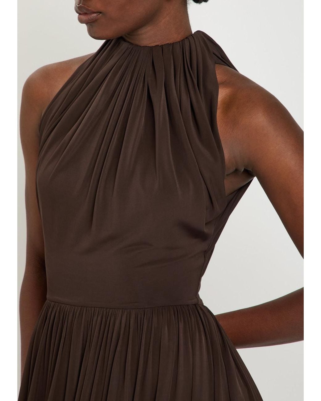 Alaïa Gray Sculpting Ruched Wool Midi Dress