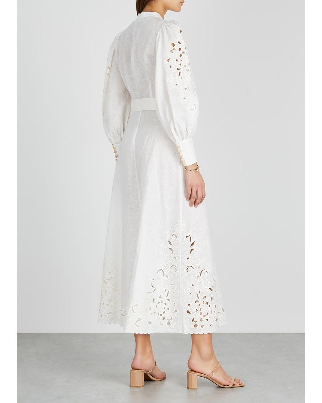 zimmermann peggy floral-embroidered linen dress ZIMMERMANN Embroidered Dress Ivory – REAWAKE main image 0
