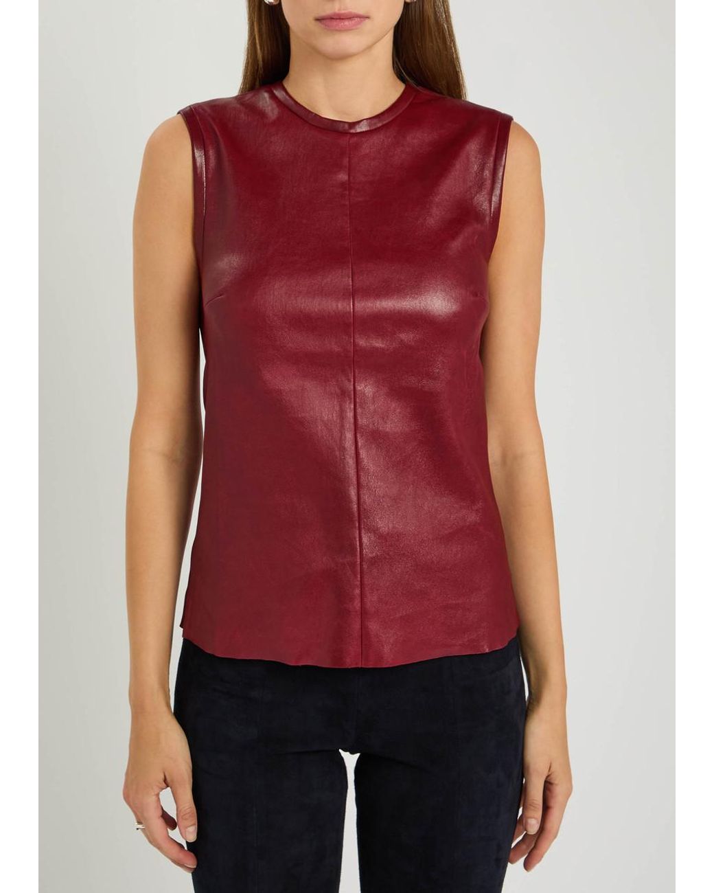 Stouls Red Miuccia Stretch-Leather Top