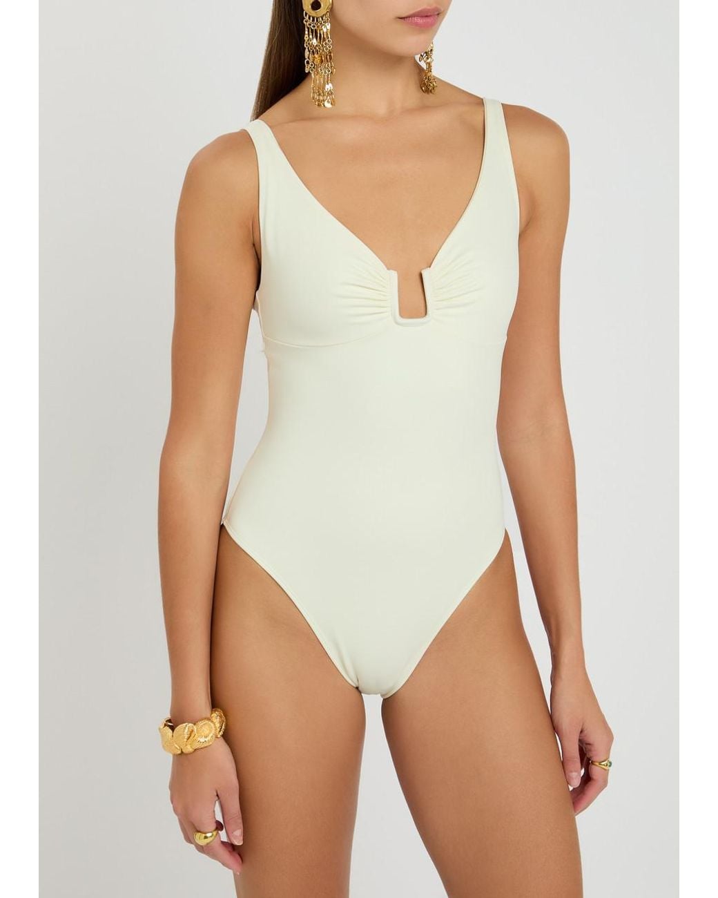 Away That Day White Monaco Cut-Out Swimsuit