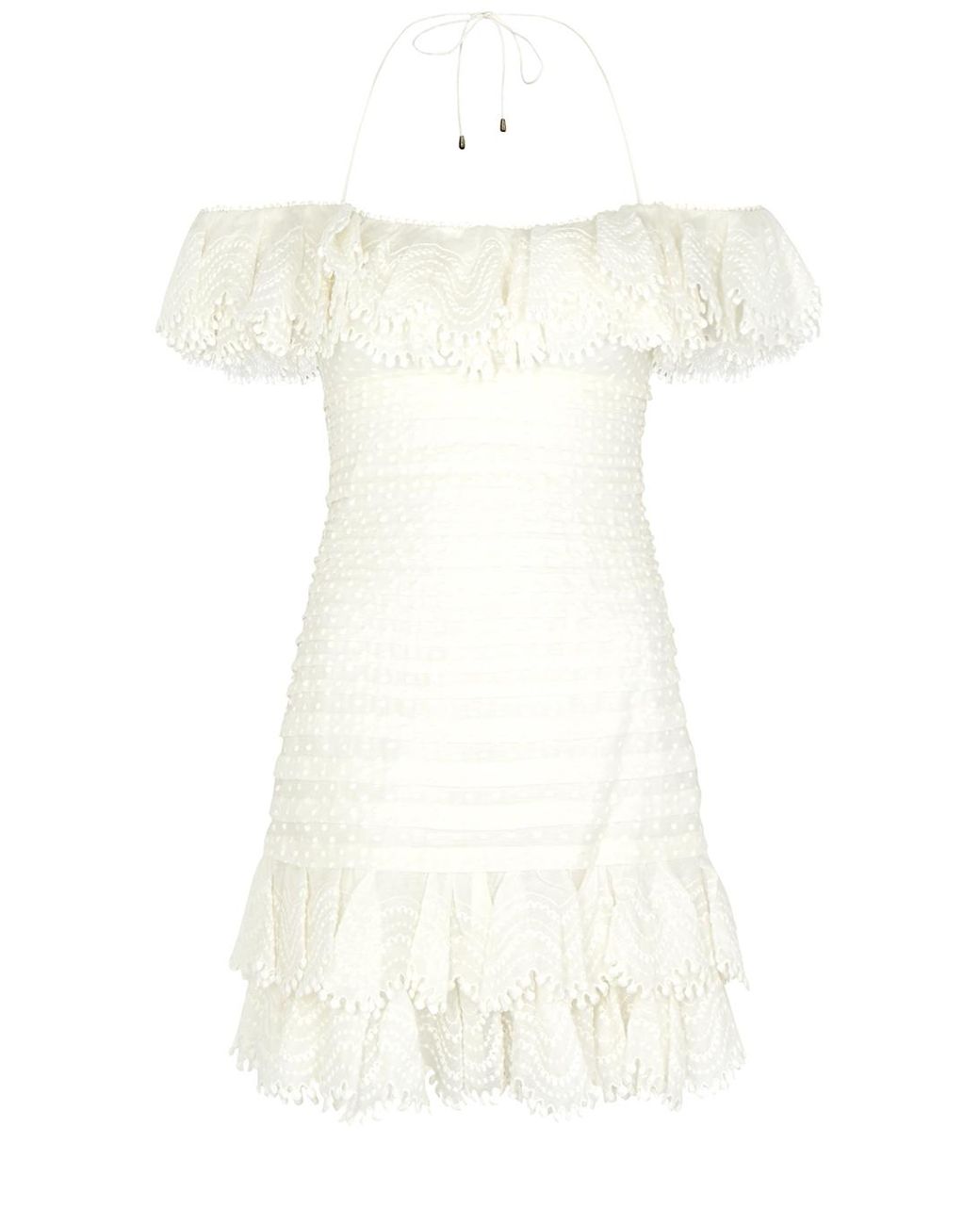 Zimmermann Super Eight Off Shoulder Mini Dress in White | Lyst