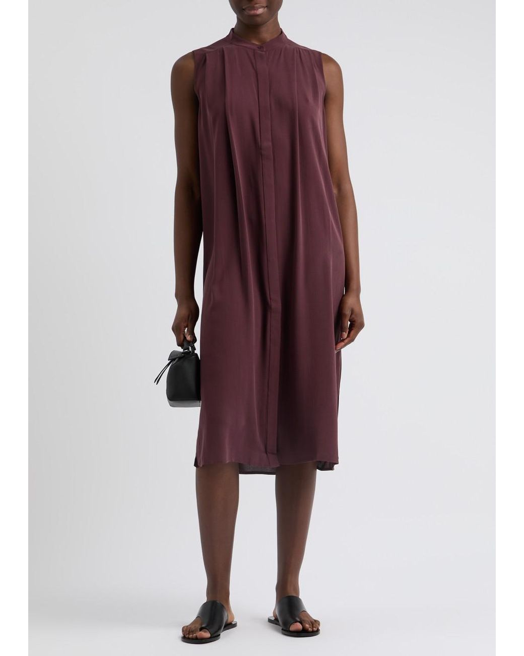 Eileen Fisher Silk Georgette Midi Dress in Purple Lyst