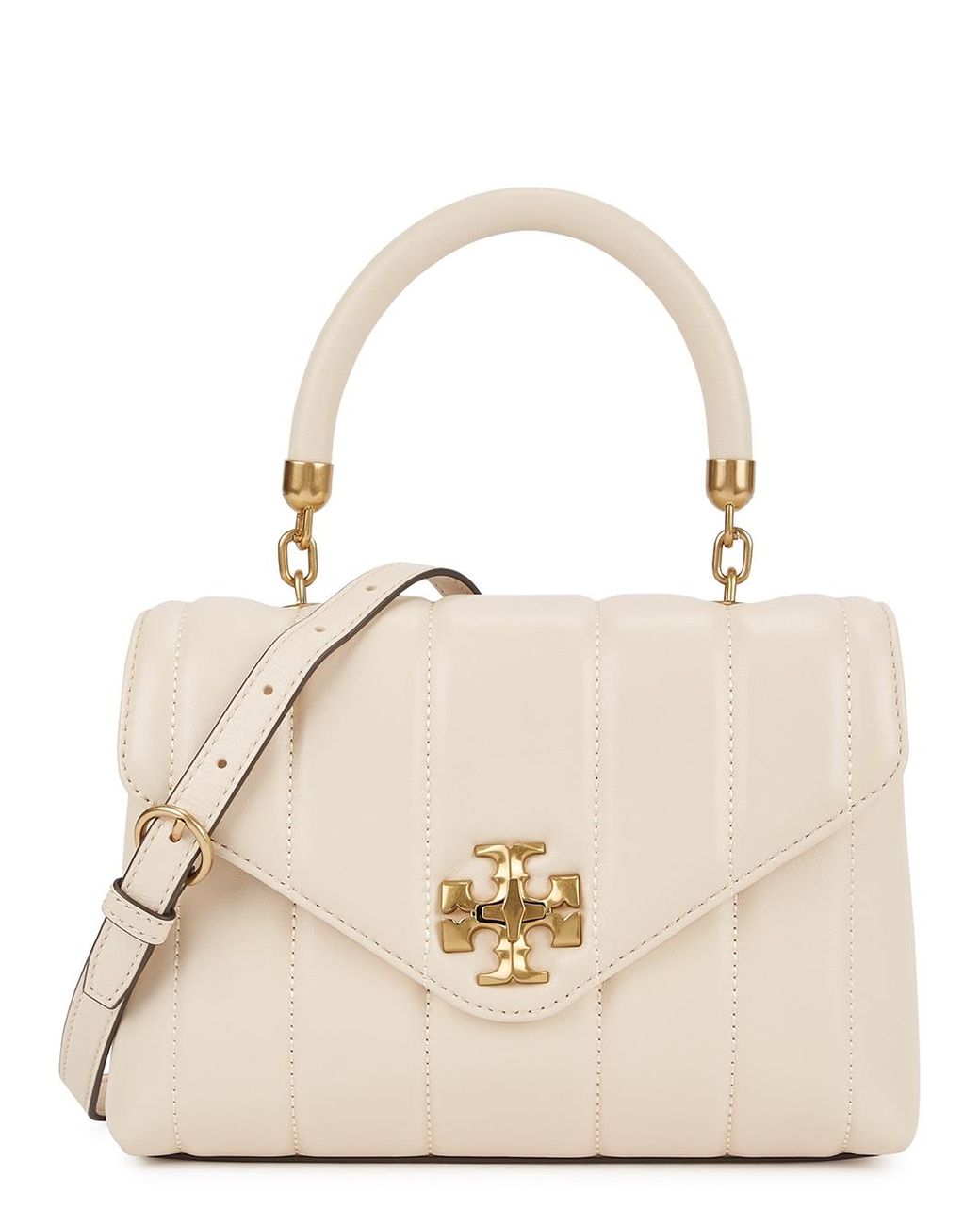 Tory Burch Kira Small Cream Quilted Leather Shoulder Bag in Natural | Lyst