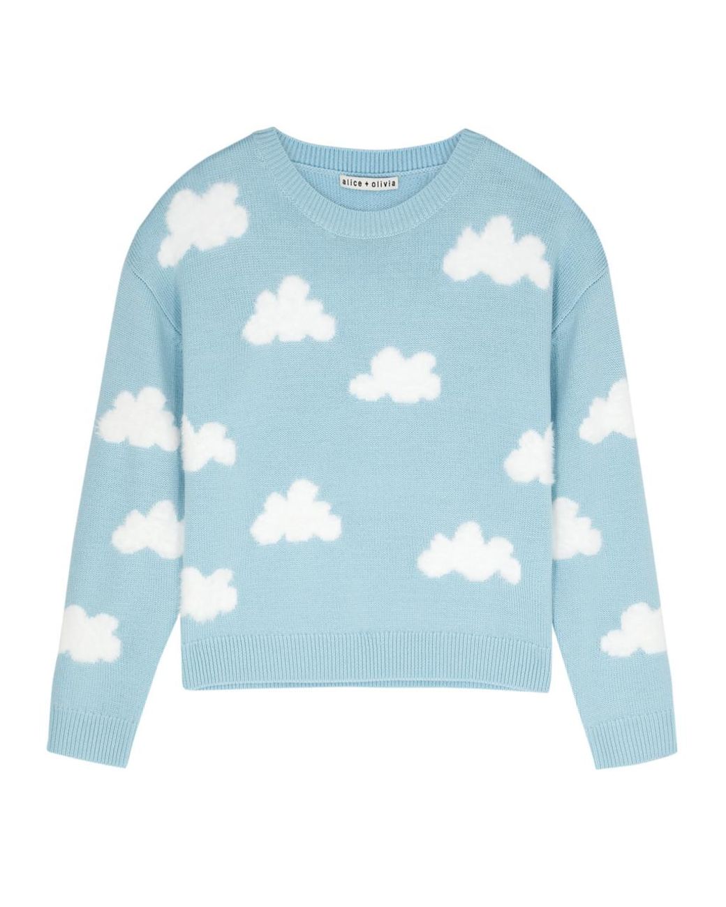 Alice + Olivia Alice + Olivia Gleeson Cloud-intarsia Wool-blend Jumper in  Blue