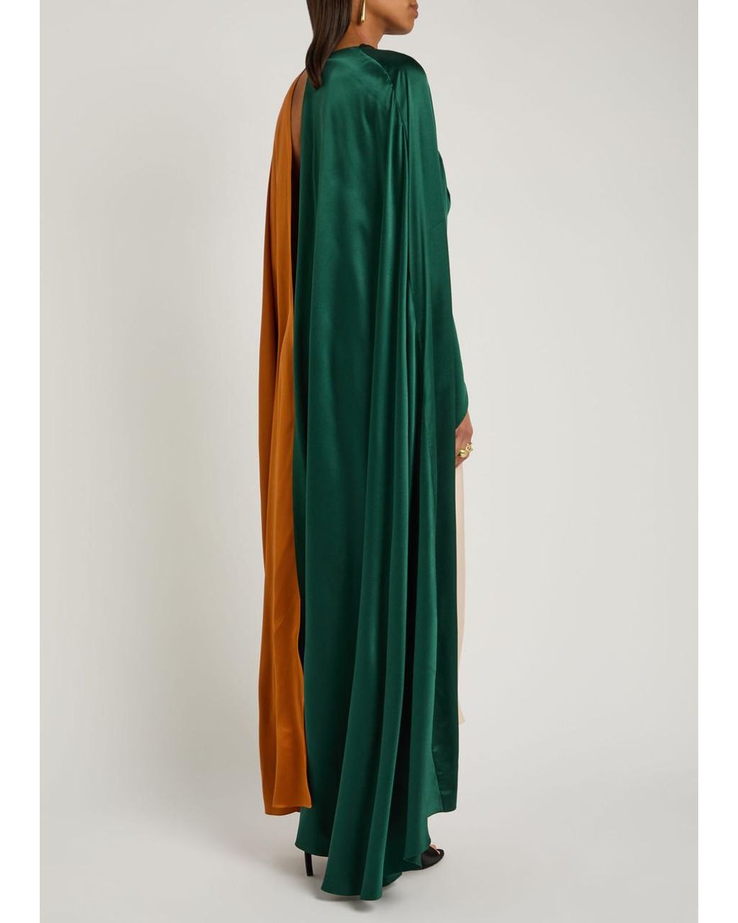 Roksanda Green Neolitsea Draped Colour-Block Silk Maxi Dress