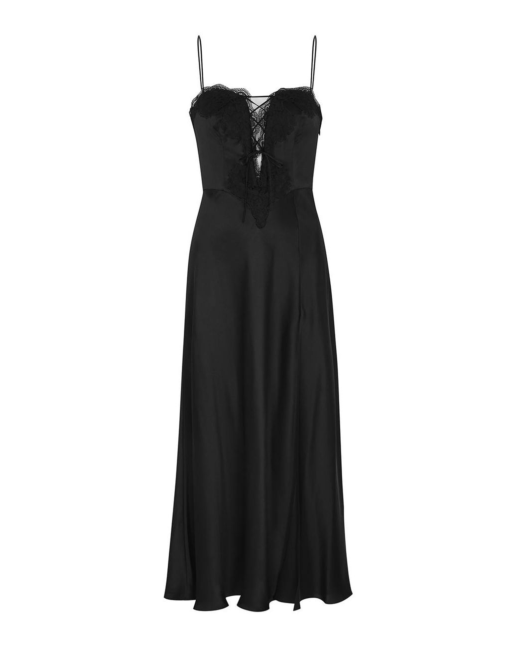 Alessandra Rich Lacetrimmed Silksatin Midi Dress in Black Lyst