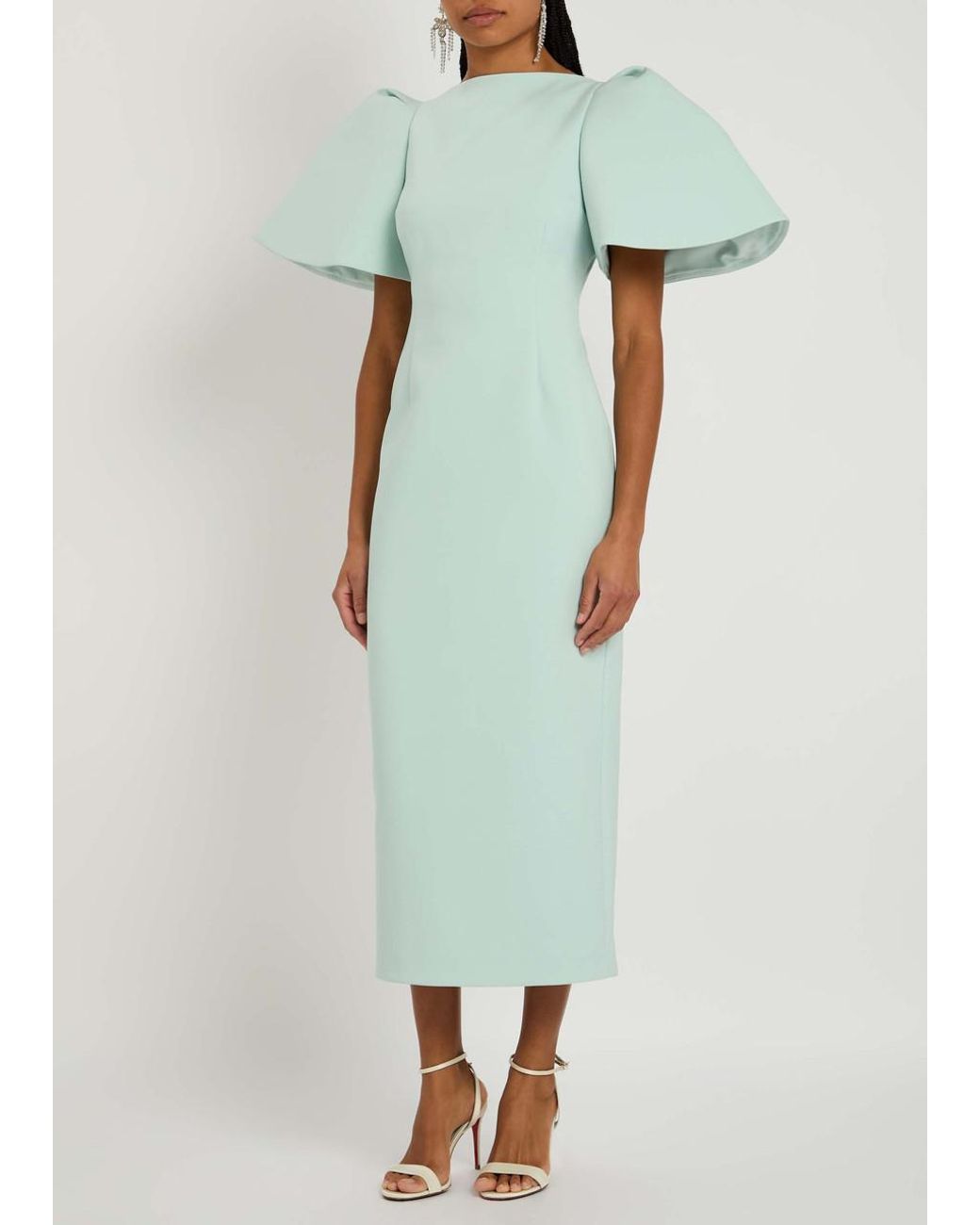 Solace London Lora Crepe Midi Dress in Green | Lyst