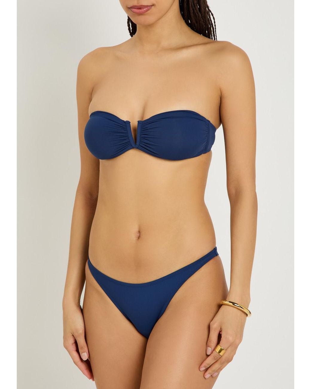 Melissa Odabash Blue Alba Pleated Bikini Top