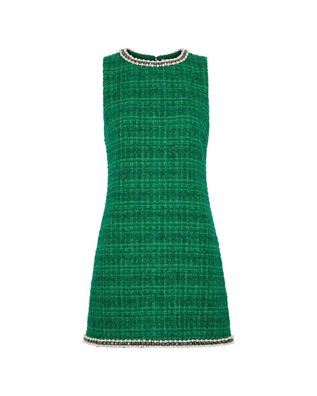 Alice + Olivia Alice + Olivia Clyde Embellished Tweed Mini Dress in Green |  Lyst