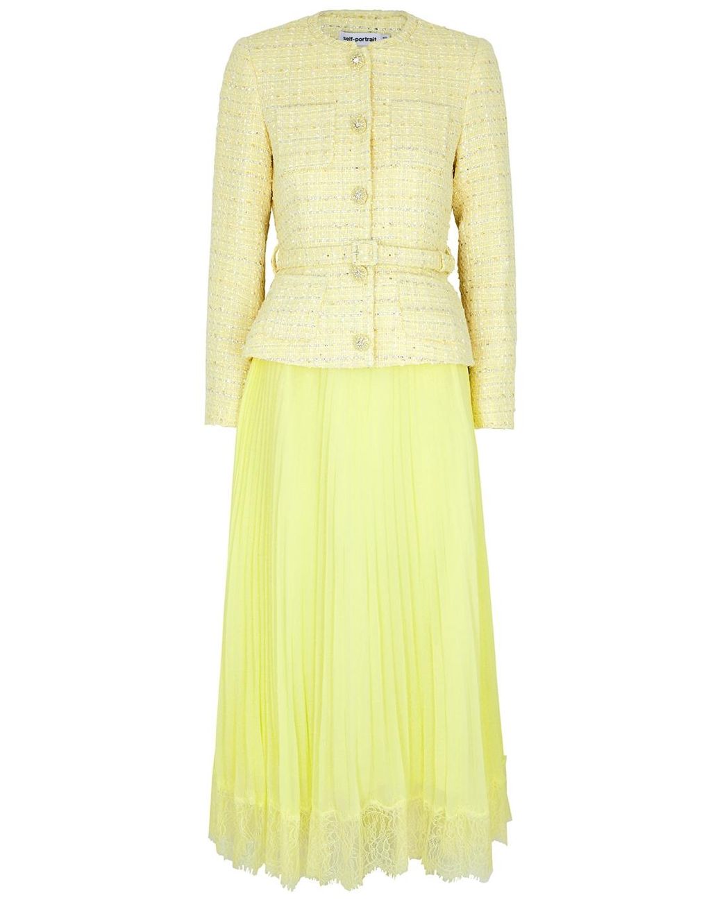 green emerald velvet dress Self-Portrait // Gold & Mulitcolour Tinsel Boucle Dress & Jacket Set – VSP  Consignment main image 0