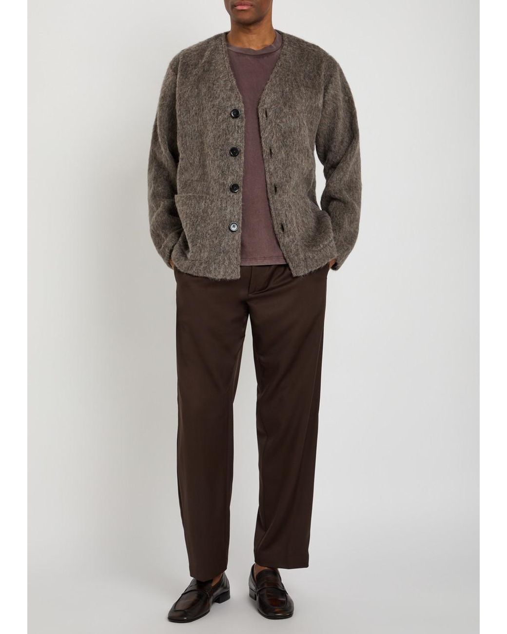 Our Legacy Brown Brushed Knit Cardigan for men