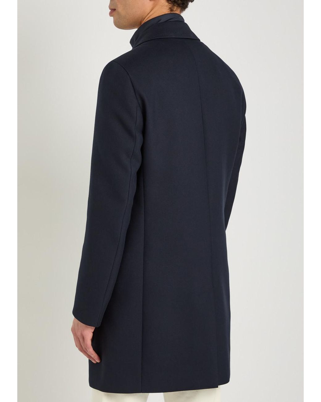 Boss Blue Layered Cotton-Blend Coat for men