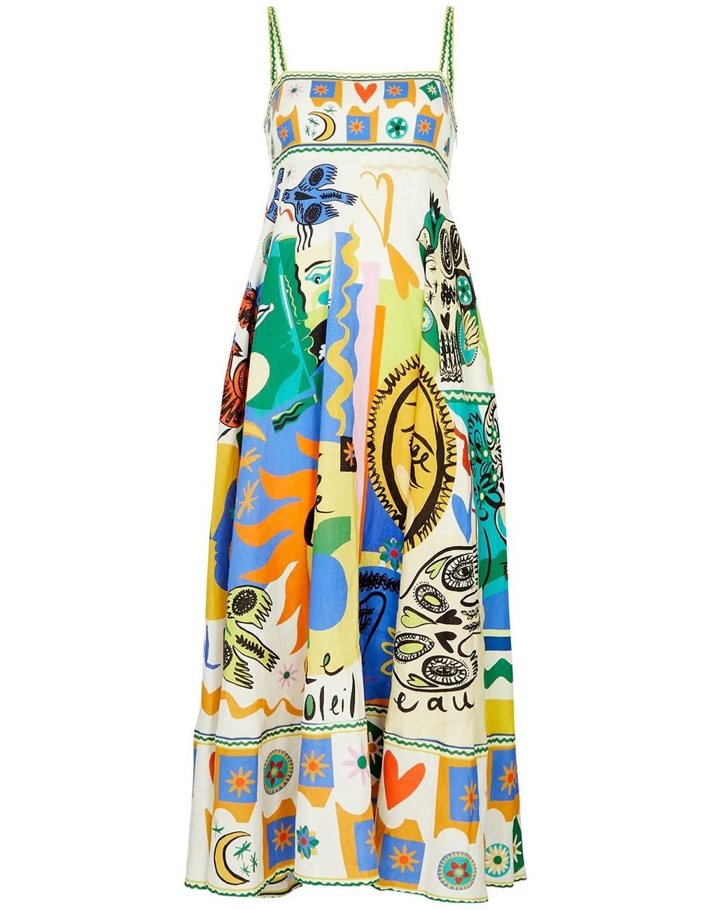ALÉMAIS Soleil Printed Linen Maxi Dress in White Lyst