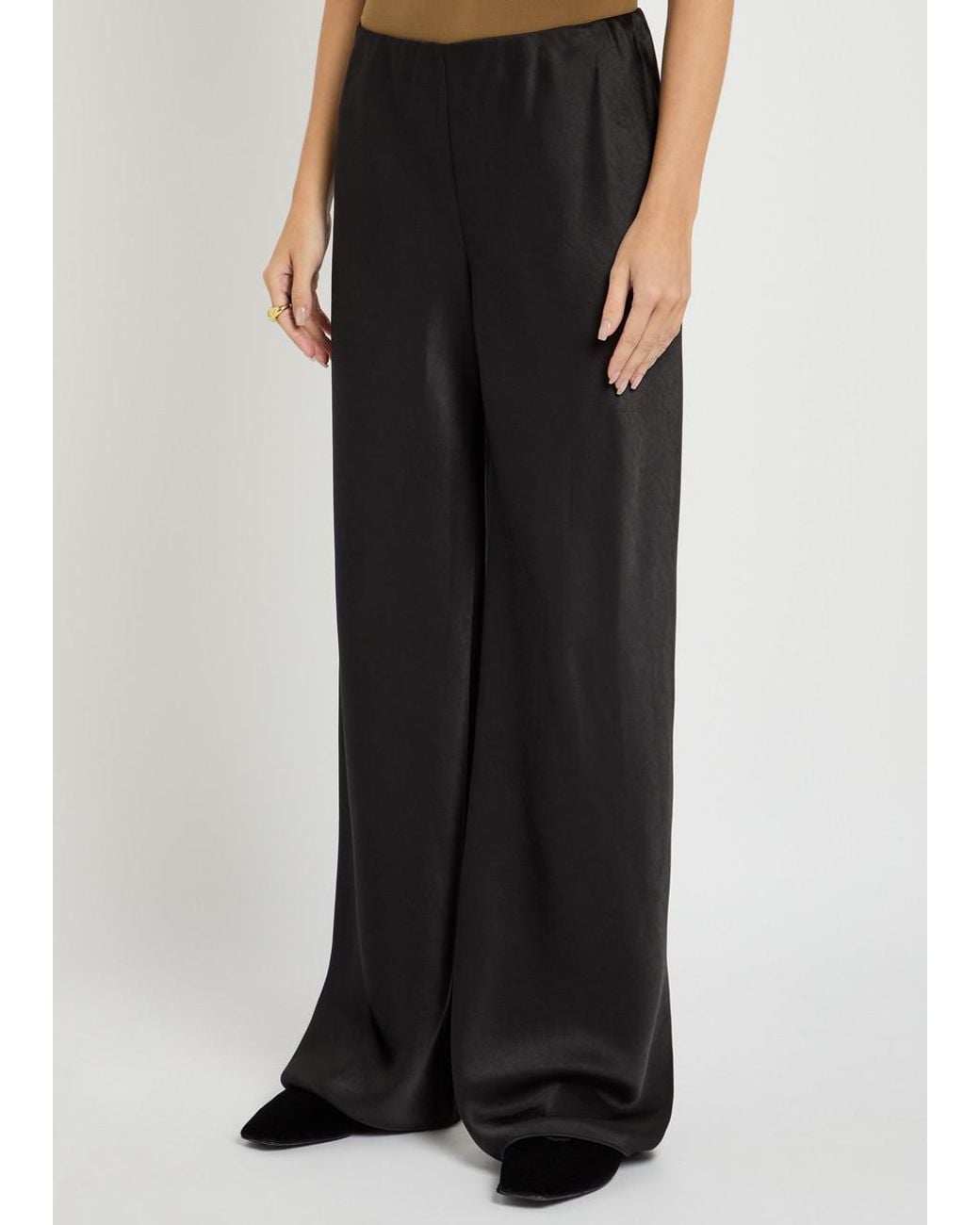 Vince Black Fluid Satin Bias Trousers