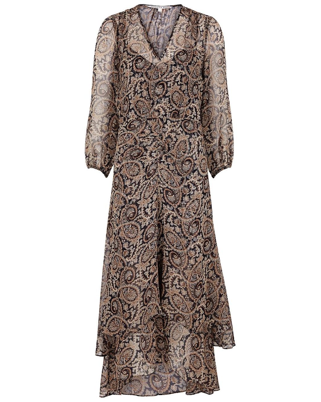 Veronica Beard Quinlan Paisley-print Silk-chiffon Midi Dress in Brown ...