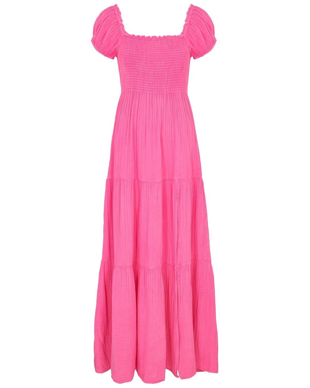LoveShackFancy Alohl Smocked Seersucker Maxi Dress in Pink | Lyst