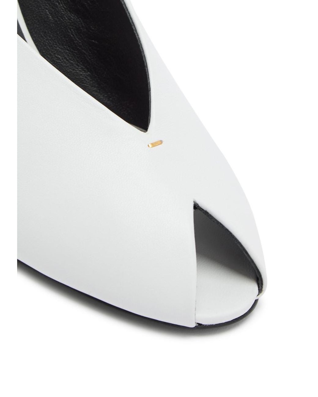 Khaite White Cloak 75 Peep-Toe Leather Mules