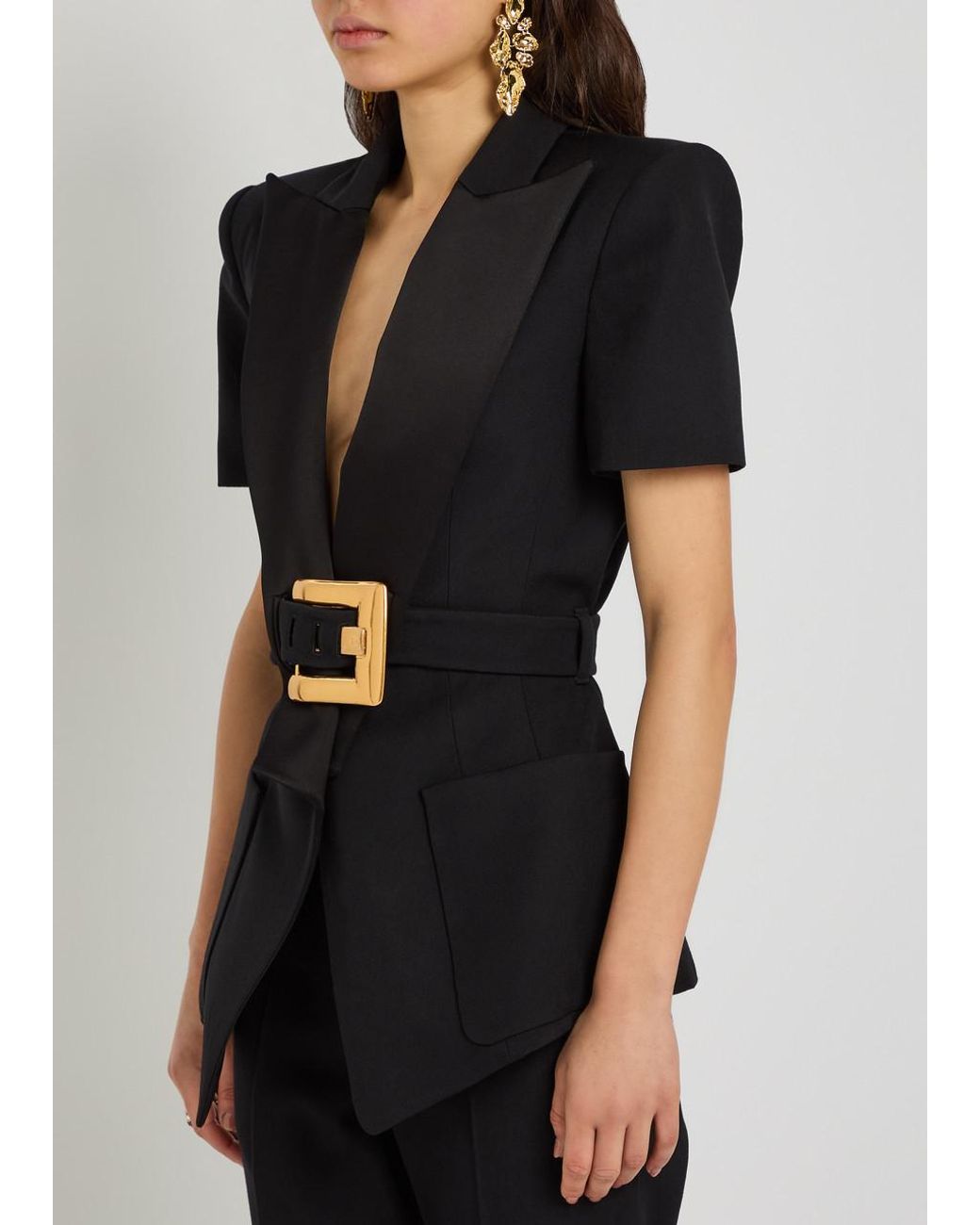 Balmain Black Belted Wool Jacket