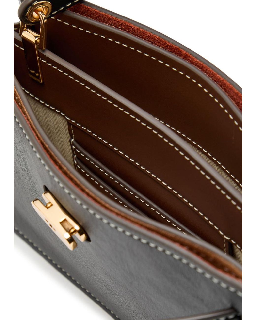 Tory Burch Black Lee Radziwill Mini Pebbled Leather Top Handle Bag