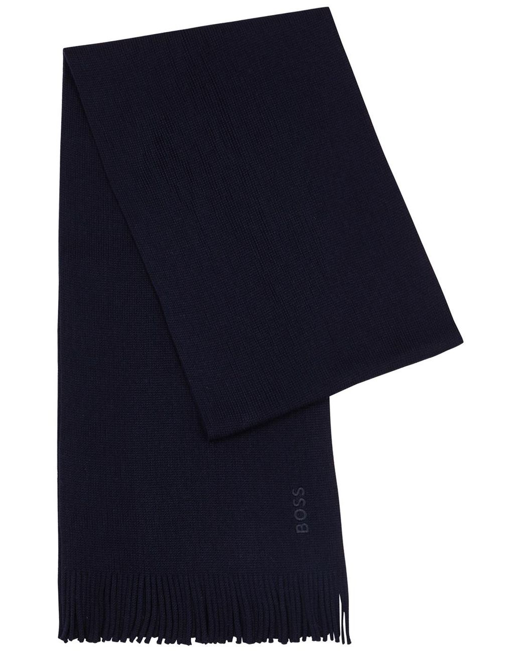 BOSS by HUGO BOSS Albas Navy Wool Scarf in Blue for Men Lyst UK