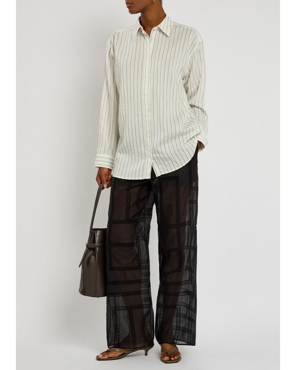 Totême  White Striped Woven Shirt