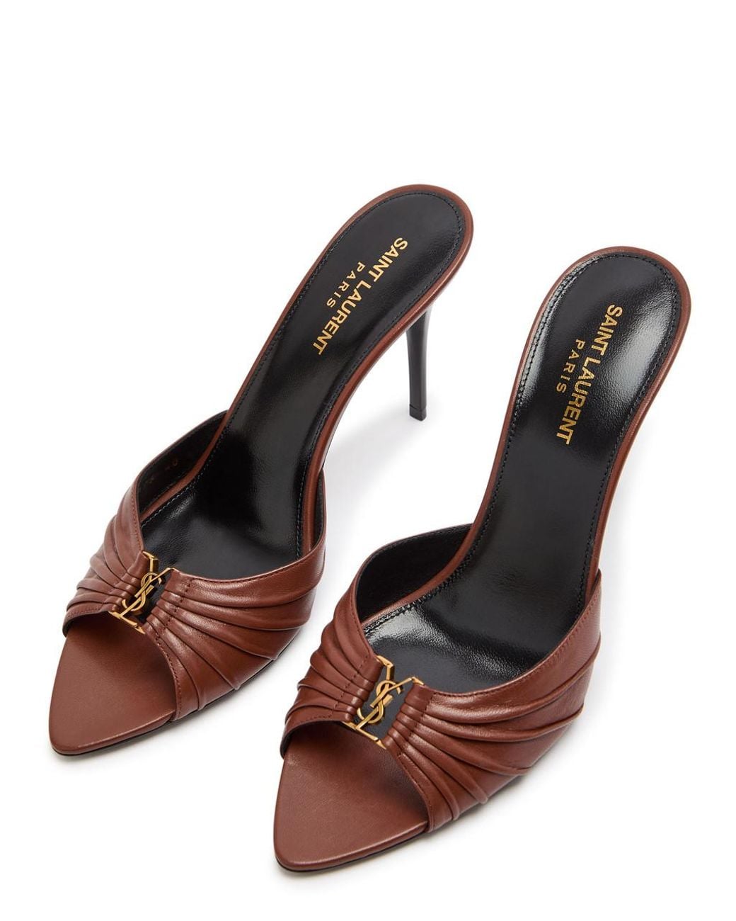 Saint Laurent Brown Babylone 90 Leather Sandals
