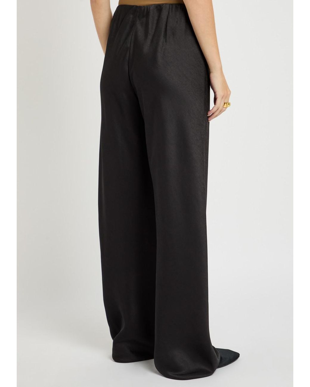 Vince Black Fluid Satin Bias Trousers