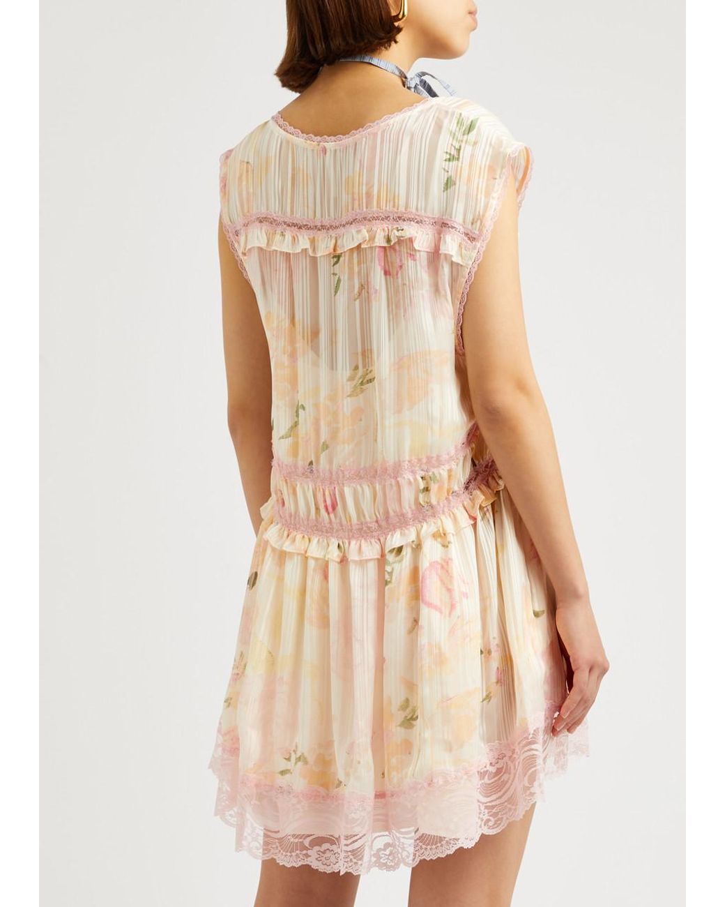 mini dress knitted Self-portrait Pink Embellished Short Sleeve Knit Mini Dress